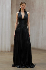 Uranie Black Gathered Maxi Dress