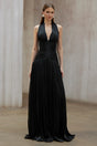 Uranie Black Gathered Maxi Dress