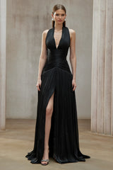 Uranie Black Gathered Maxi Dress