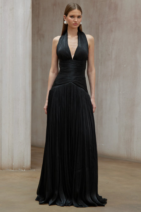 Rosalba Maxi Dress Black Gathered