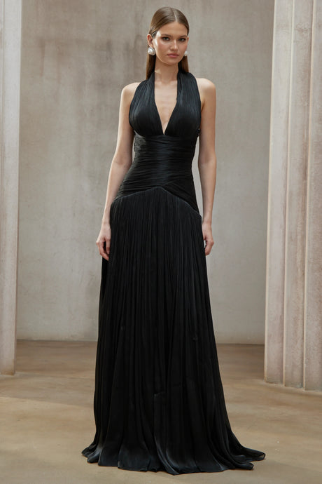 Rosalba Maxi Dress Black Gathered
