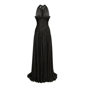Uranie Black Gathered Maxi Dress