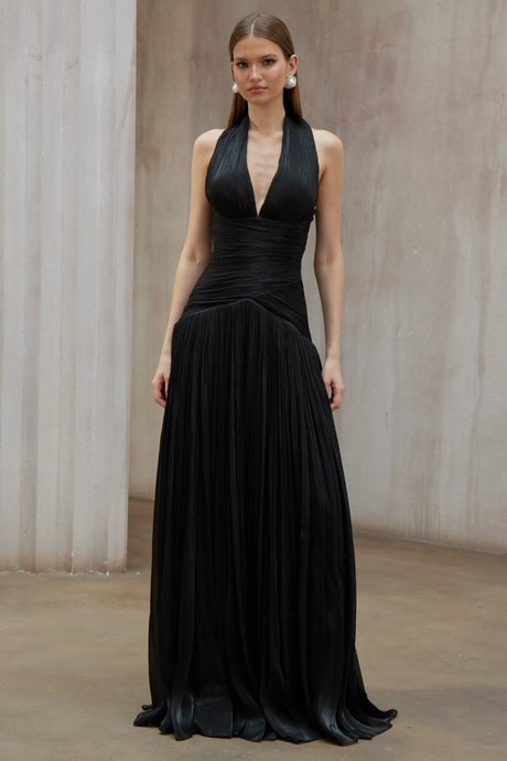 Rosalba Maxi Dress Black Gathered