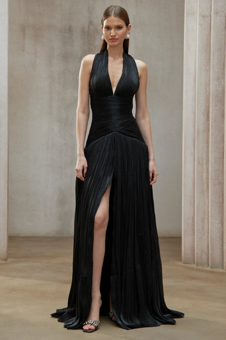 Rosalba Maxi Dress Black Gathered
