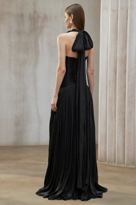 Rosalba Maxi Dress Black Gathered
