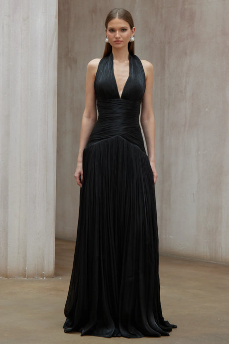 Rosalba Maxi Dress Black Gathered