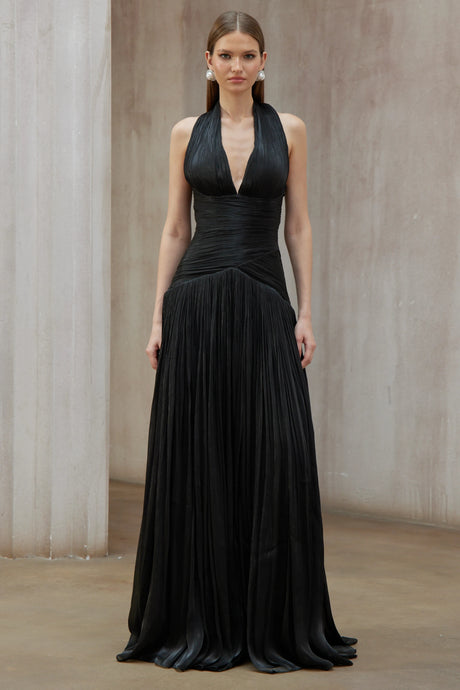Rosalba Maxi Dress Black Gathered