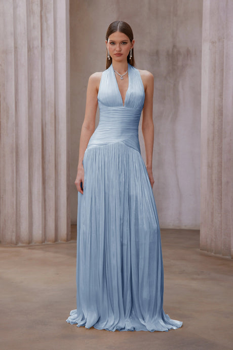 Madisyn Maxi Dress Blue Gathered