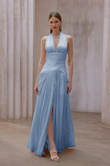 Uranie Blue Gathered Maxi Dress