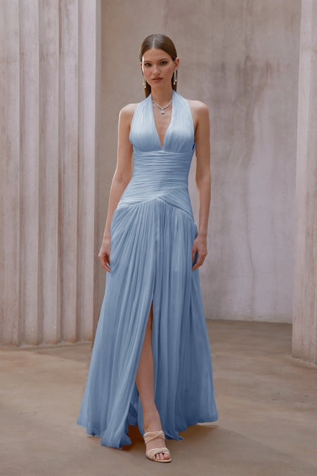 Madisyn Maxi Dress Blue Gathered