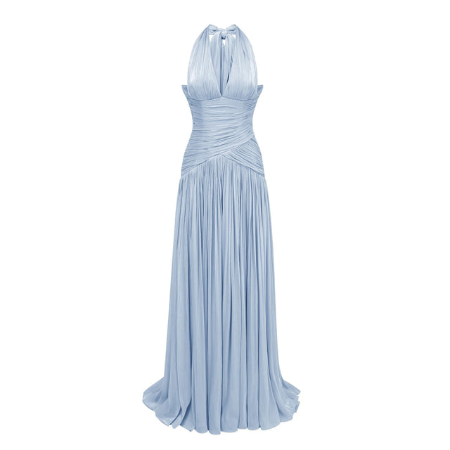 Uranie Blue Gathered Maxi Dress
