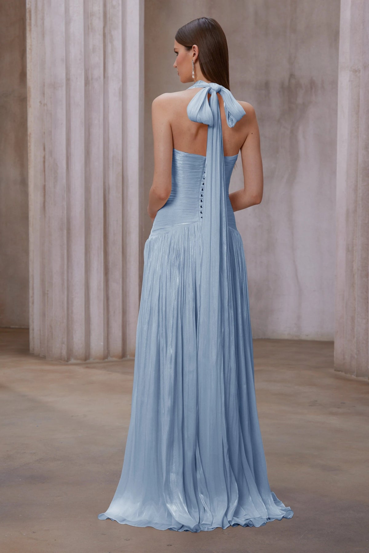 Uranie Blue Gathered Maxi Dress