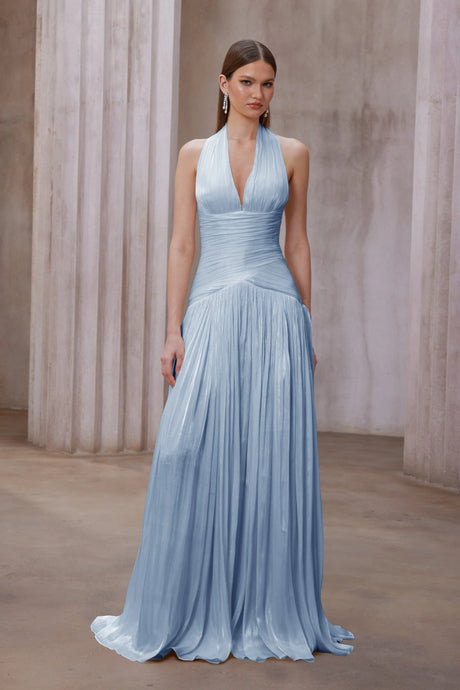Madisyn Maxi Dress Blue Gathered