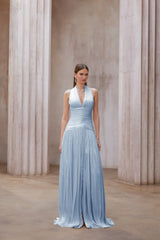 Uranie Blue Gathered Maxi Dress