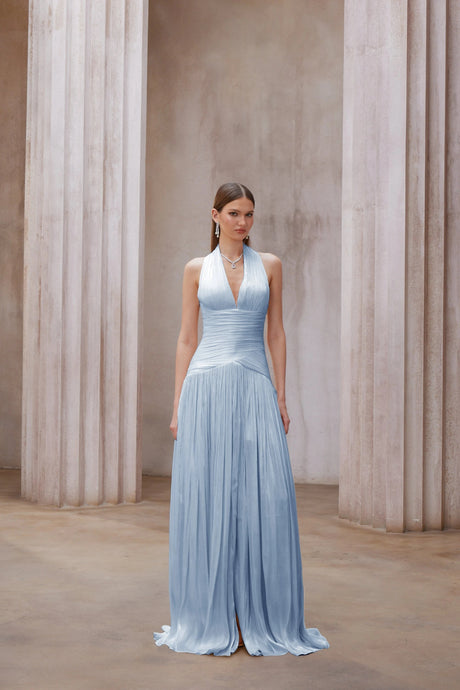 Madisyn Maxi Dress Blue Gathered