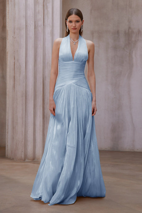 Madisyn Maxi Dress Blue Gathered