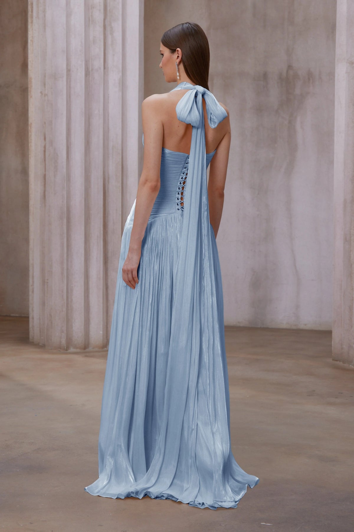 Uranie Blue Gathered Maxi Dress