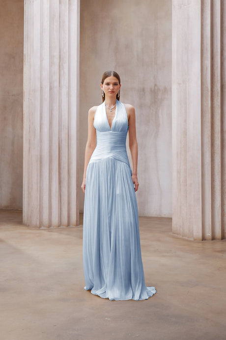 Madisyn Maxi Dress Blue Gathered