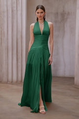 Uranie Emerald Green Gathered Maxi Dress