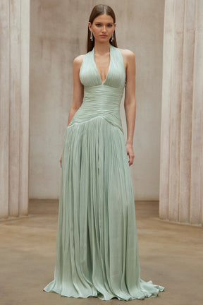 Uranie Mint Green Gathered Maxi Dress