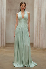 Uranie Mint Green Gathered Maxi Dress