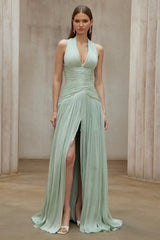 Uranie Mint Green Gathered Maxi Dress