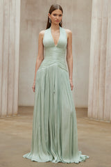 Uranie Mint Green Gathered Maxi Dress