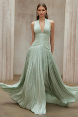 Uranie Mint Green Gathered Maxi Dress