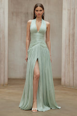 Uranie Mint Green Gathered Maxi Dress