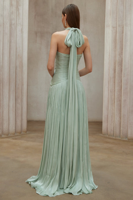 Giselle Maxi Dress Mint Green Gathered