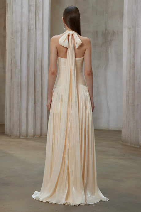 Denise Maxi Dress Neutral Gathered