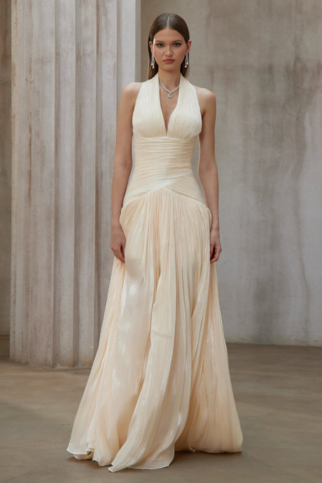 Denise Maxi Dress Neutral Gathered
