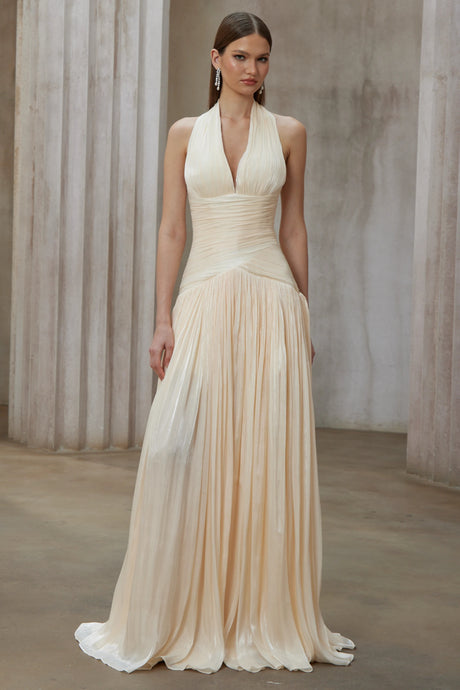 Denise Maxi Dress Neutral Gathered