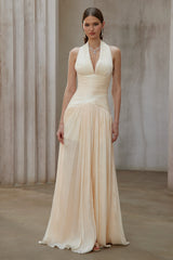 Uranie Neutral Gathered Maxi Dress