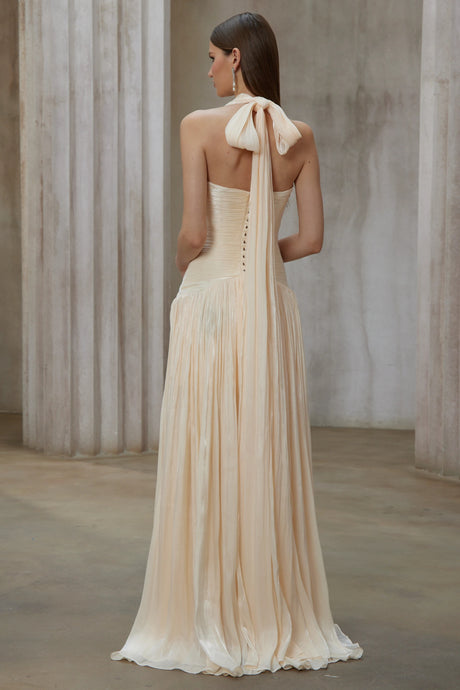 Denise Maxi Dress Neutral Gathered