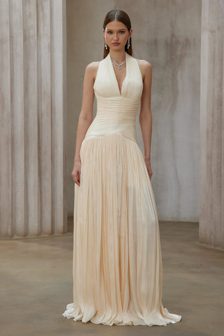 Denise Maxi Dress Neutral Gathered