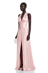 Uranie Pink Gathered Maxi Dress