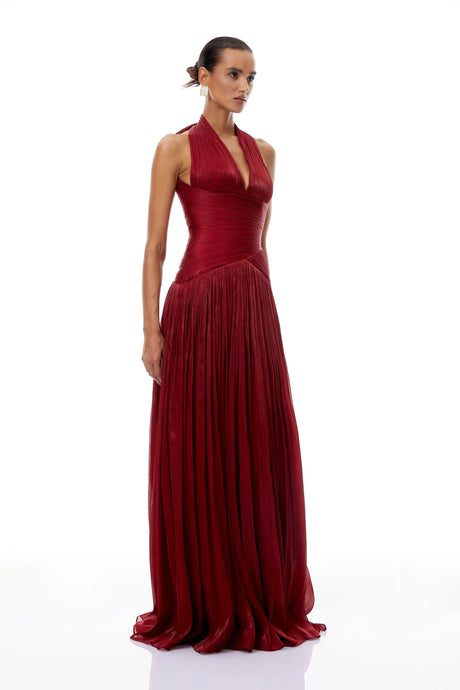 Clara Maxi Dress Red Gathered