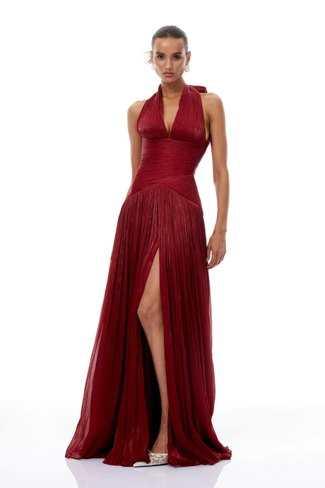 Clara Maxi Dress Red Gathered