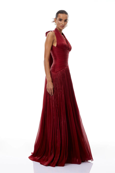 Clara Maxi Dress Red Gathered