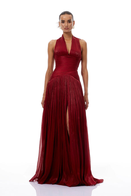Clara Maxi Dress Red Gathered