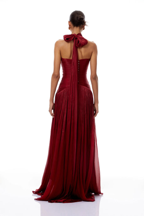 Clara Maxi Dress Red Gathered