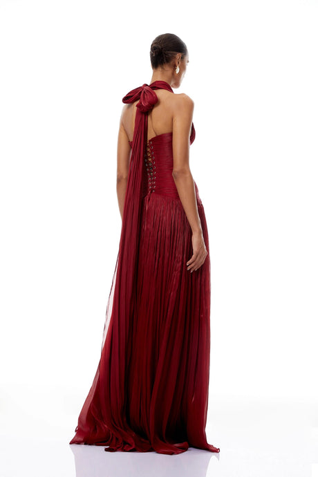 Clara Maxi Dress Red Gathered
