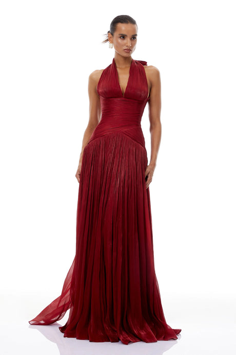 Clara Maxi Dress Red Gathered