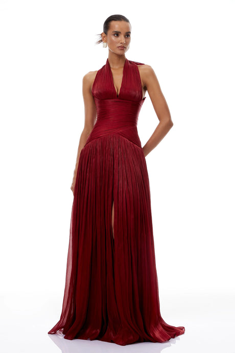 Clara Maxi Dress Red Gathered