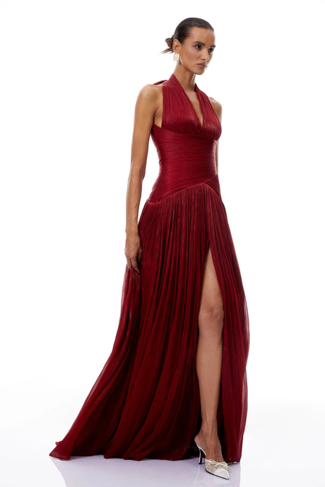 Clara Maxi Dress Red Gathered