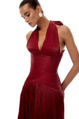 Uranie Red Gathered Maxi Dress