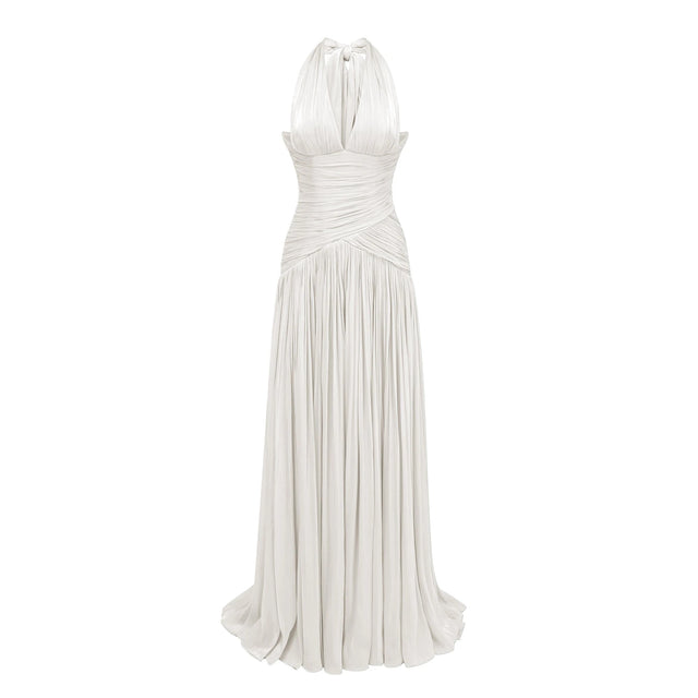 Uranie White Gathered Maxi Dress