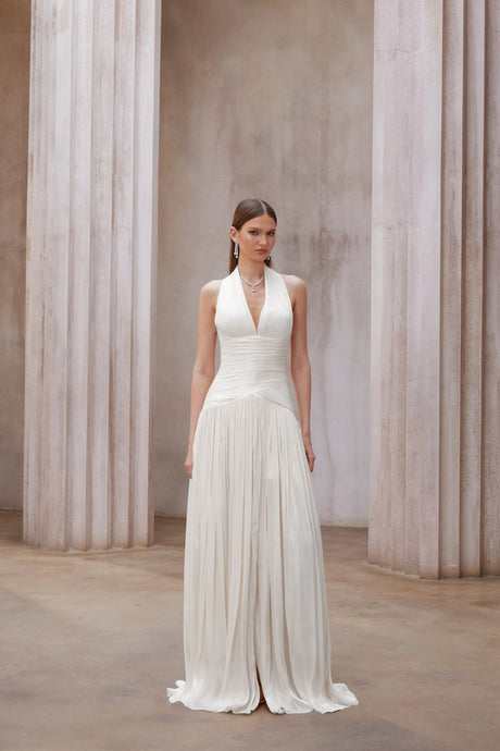 Enrica Maxi Dress White Gathered