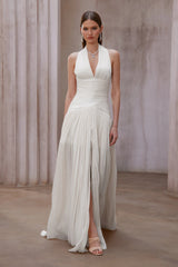 Uranie White Gathered Maxi Dress
